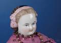 Dark Blonde China Shoulder Head Doll with Decorative Snood