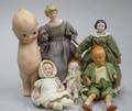 Group of Dollhouse and Small AllBisque Dolls