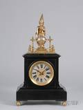 Rare French QuarterChiming Table Clock with Wizard Automaton
