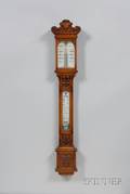 Victorian Oak Barometer by R  J Beck
