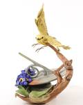 Boehm Yellow Warbler Above Sundial Figurine