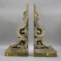 Pair of Whitepainted Victorian Architectural Wooden Scroll Brackets
