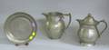 Pewter Plate and Two Pitchers