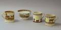 Portneuf Pottery Stick Spatter Decorated Bowl and Three Mugs