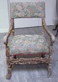 Jacobeanstyle Upholstered Carved Wood Armchair