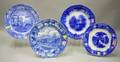 Four English Blue and White Transfer Decorated Staffordshire Plates