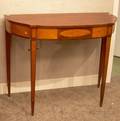 Federal Inlaid Mahogany and Tiger Maple Veneer Swellfront Card Table