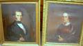 Framed Pair of 19th Century American School Oil on Canvas Portraits of a Minister in His Study and Woman with Memorial Brooch