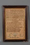 Framed Ann Galusha Needlework Sampler