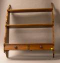 Victorian Pine ThreeTier Wall Shelf with Two Drawers