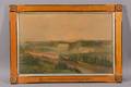 Chromolithographic Print Michigan Central Train Passing Niagara Falls in a partebonized carved maple frame
