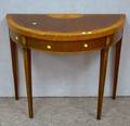 Regencystyle Inlaid Mahogany and Mahogany Veneer Demilune Card Table