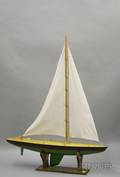 Painted Wooden Sailboat Model