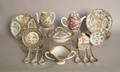 Sixteen pieces of rose medallion to include a covered teapot and rice spoons