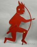 Redpainted Cut Sheet Metal Kneeling Indian with Bow Weather Vane