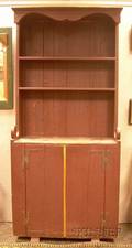 Brownpainted Pine StepBack Hutch