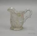 Sandwich Colorless Pressed Heart and Scale Pattern Glass Cream Pitcher