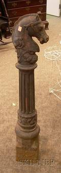 Blackpainted Cast Iron Horse Head Finial Hitching Post