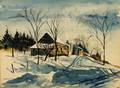 John Davie Muench American 19141993 Maine Farm in Winter