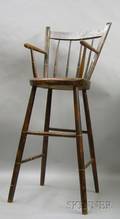 Childs Windsor Grained and Paint Decorated Thumbback High Chair