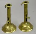 Pair of Brass Pushup Candlesticks with Octagonal Bases
