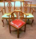 Pair of Chippendalestyle Carved Mahogany Armchairs and a Smith  Watson Chippendalestyle Mahogany Corner Chai