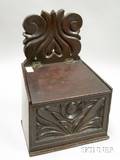 Walnut Carved Hanging and Lidded Box with Face