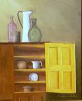 Framed Oil on Canvas Cupboard Still Life by Nicholas Patten