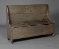 Country Graypainted Pine Settle with Lift Seat