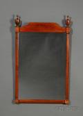 Federalstyle Tiger Maple Veneer Maple and Mahogany Mirror with Urn Finials on Reeded Columns