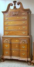 Chippendalestyle Carved Mahogany Twopart ChestonChest