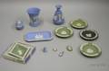 Ten Small Modern Wedgwood Solid Jasper Articles and Three Jewelry Items