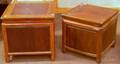 Two Chinese Wooden Footed Storage Boxes with Covers