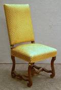 Continental Baroque Upholstered Carved Walnut Side Chair