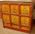 Tibetan Polychrome Painted Decorated Wooden Side Cabinet