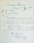 President Andrew Johnson signed letter dated July 28 1865 addressed to Secretary of the Navy Gideon Wells