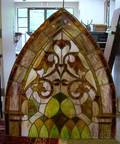 Architectural Archedtop Leaded Slag Glass Window Panel
