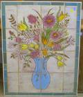 Framed Belfast Bay Tile Works Glazed Pottery Floral Tile Panel