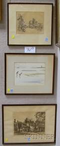 Three Framed Works on Paper Depicting Coastal Views