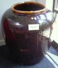 Two Large Asian Brown Glazed Ceramic Wine Jars