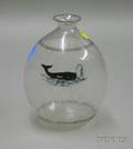 Paint Decorated Colorless Blown Glass Tavern Vase