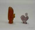 Lalique Amber Molded Glass Squirrel and Amethyst Molded Glass Cockerel Figures
