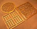 Three Asian Wooden Fretwork Window Panels