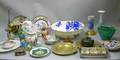 Large Lot of Assorted Decorative Ceramic Metal and Glass Table Items