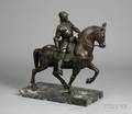 Italian Patinated Cast Metal Figure of a Soldier on Horseback