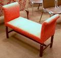 Chippendalestyle Damask Upholstered Mahogany Window Bench