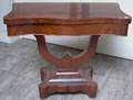 Empire Mahogany Veneer Serpentine Lyrebase Card Table
