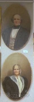 Unframed Pair of 19th Century American Oil on Canvas Male and Female Portraits
