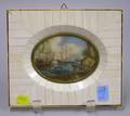 Italian Ivory Framed Miniature Harbor Scene Painting