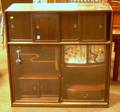 Japanese Wooden Twopart Tansu with Sliding Cabinet Doors and Drawers